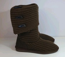 Bearpaw Womens Wool Knit Calf Ankle Boots Roll Top UK 6 Sheepskin Wool Insoles