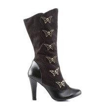 Demonia TESLA-107 Steampunk Victoriana Skull Butterfly Boots - UK6/US9