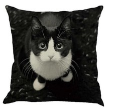 Furever Gifts Black and White Cat Kitten Cushion Cover Polyester 18" 1 Piece