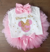 First 1st Birthday Minnie Party Dress  Outfit Cake Smash Fluffy Tutu 
