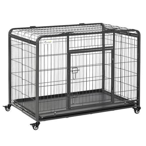 Metal dog cage with - metal, wheels