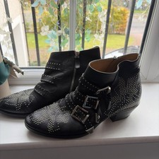 100% Authentic Gorgeous Chloe Susana Booties Boots Silver Hardware Size 40