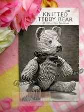 Vintage 1940s Toy Cuddly 17 Inch Teddy Bear Knitting Pattern
