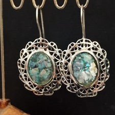 Roman Glass Earrings Sterling