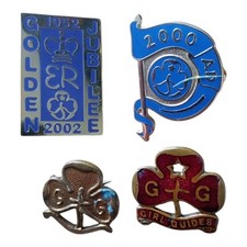 Collection Of 4x Enamel Girl Guides Badges Inc Millennium & Golden Jubilee