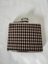 Tweed Hip Flask Stainless Steel Multicoloured Tweed Houndstooth 4oz