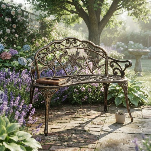 Cast aluminium garden bench - cast,