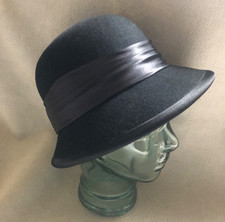 New Wool Black Cloche Hat