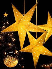 Paper Hanging Star with Led Lights - White Decorative Christmas Light Up