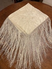 Antique piano shawl cream silk - shawl,
