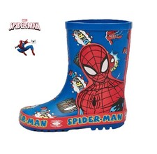 BOYS SPIDERMAN MULTI COLOUR RUBBER WELLIES RAIN WELLINGTON BOOTS UK SIZE 8-2