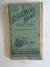 Railway Map 1947 Philips fragile.  London, Crewe, Derby, Leicester.  Lot Inserts