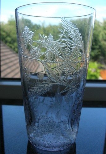 Antique etched glass - etched,