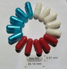 Simply Capsules - Empty Gelatine Size 000 Large Coloured Red White Blue Capsules