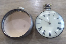 ANTIQUE GENTS SILVER FUSEE VERGE PAIR CASED POCKET WATCH DATES C 1843