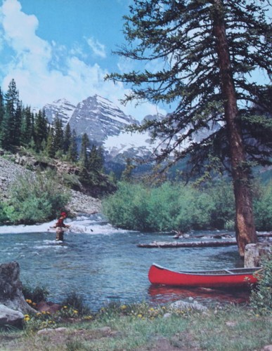 Vintage 1950s canoe lake - 1950s,