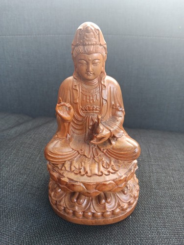 Carved wood guanyin - carved, buddha