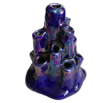 Vintage Retro Carlton Ware Midnight Blue Lustre 12 Hole Frog Flower Posy Holder