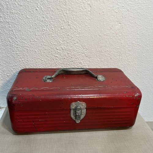 Vintage metal tackle tool box - metal,