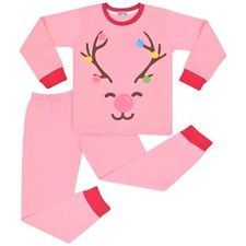 Kids Girls Christmas Pyjamas Children PJs 2 Piece Festive Set Lounge Suit
