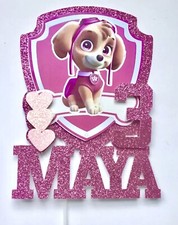 PERSONALISED 7” SKYE INSPIRED GLITTER BIRTHDAY CAKE TOPPER NAME & AGE
