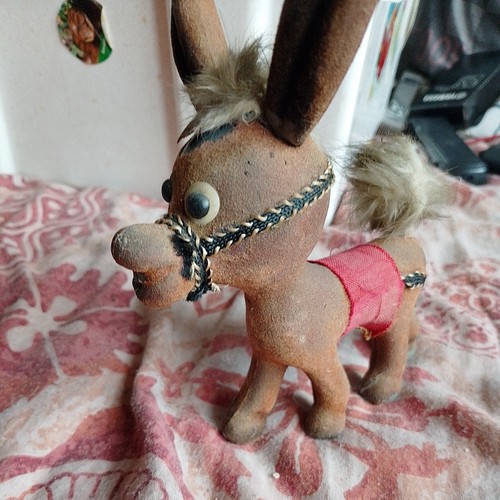 Vintage flocked donkey - vintage,