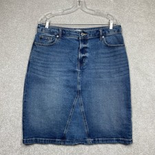 White Stuff Scarlett Denim Skirt Mid Rise Knee Length Stretchy Women’s Size Uk14