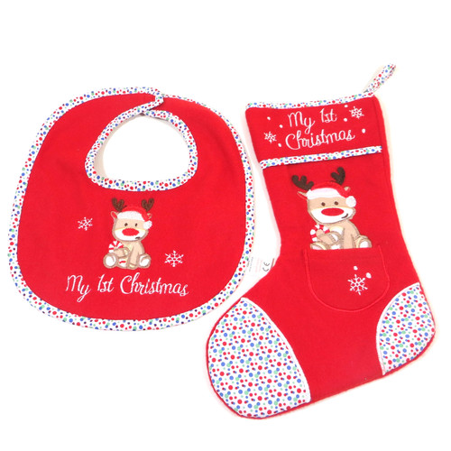 1st christmas baby bib - christmas,