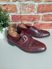 Vintage Men's Barker burgundy leather brogue monk strap formal shoes UK 7