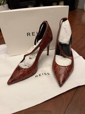 BNIB Reiss Leather Shoes In Red Snakeskin Shoes. Size 5