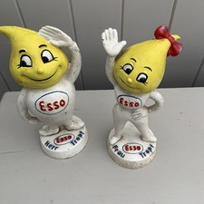 Vintage Esso Herr And Frau Tropf Figurines Cast Iron Money Boxes Automobilia 