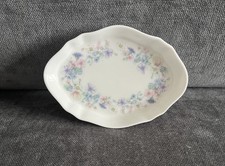 ? Wedgwood Trinket Dish Fine Bone China Angela Blue Pink Flowers
