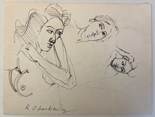 ROBERT O LENKIEWICZ, Ink Sketches, Female Nude Studies, Signed, Circa 1980's.