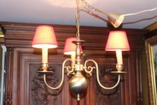 FRENCH VINTAGE FLEMISH STYLE CHANDELIER 3 LIGHTS MEDIUM SIZE SILVER COLOR 