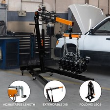 Engine Crane 1 Tonne & Load Leveller Hydraulic Handle Folding Hoist Lift Jack