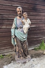 Large Antique 5ft Plaster St. Joseph & Jesus Religious Statue – Church Figure