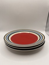 Whittard Of Chelsea Plates X3 Striped Red Middle 8”