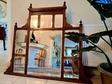 Antique Victorian/Edwardian Overmantle Oak Bevelled Mirror