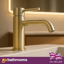 Gold Bathroom Sink Tap Single Lever Handle Basin Mixer Tap Includes Click Waste