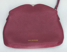 Lulu Guinness Peekaboo Lip Clover grainy leather red & pink clutch bag NEW