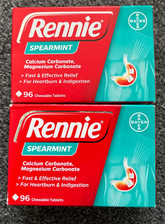 2x 96 Rennie Spearmint for Indigestion & Heartburn Relief Acid Reflux 192 Total