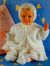 Baby Knit Pattern Layette set Matinee Coat,Bonnet, Bootees in DK,fit 16-20" F49