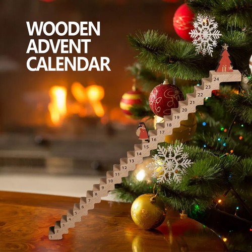 Wooden advent calendar santa - wooden,