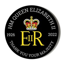 QUEEN ELIZABETH II - ROYAL CREST - THANK YOU YOUR MAJESTY  10 X 56mm Stickers