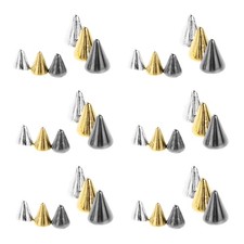3 Boxes Punk Nail Flat Back Cone Spikes Metal Rivet Charms for Nail Decoration