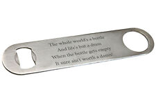 Personalised Stainless Steel Bar Blade Bottle Opener, Any Message Engraved Gift