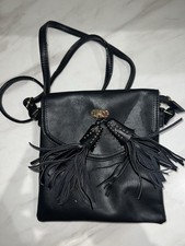 Black Gold Crossbody Bag with Tassles