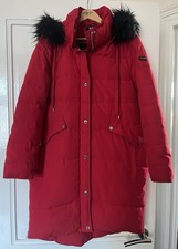 DKNY Red Long Faux Fur Long