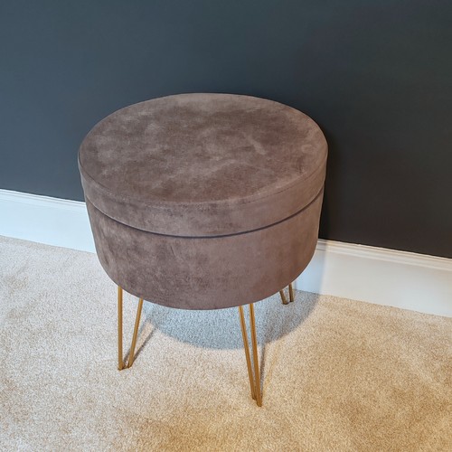 Round lidded pouffe footstool - round,