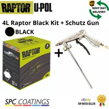 RAPTOR BLACK BED LINER UPOL 3.8L KIT + SCHUTZ SPRAY GUN TOUGH PAINT PROTECTION